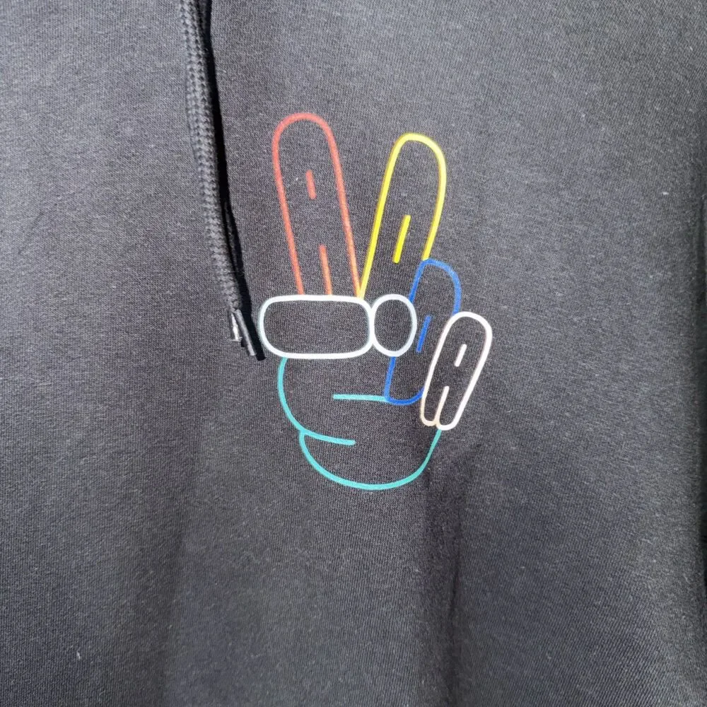 Adidas Originals Mens Large Peace Sign Trefoil Hoodie Black HC1789 NWT